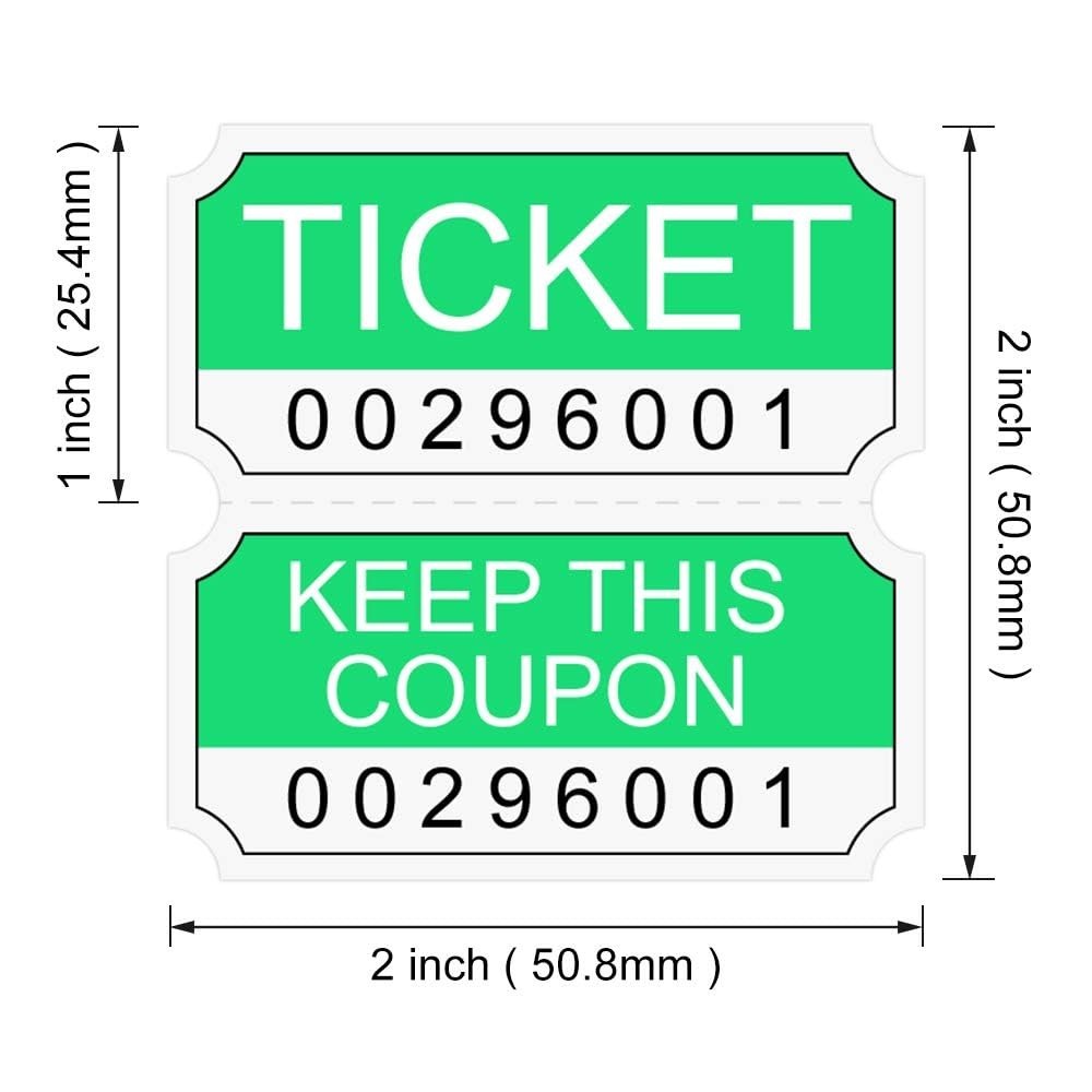8000 Raffle Tickets Rolls – 50/50 Consecutive Numbered Tickets for Events, Parti