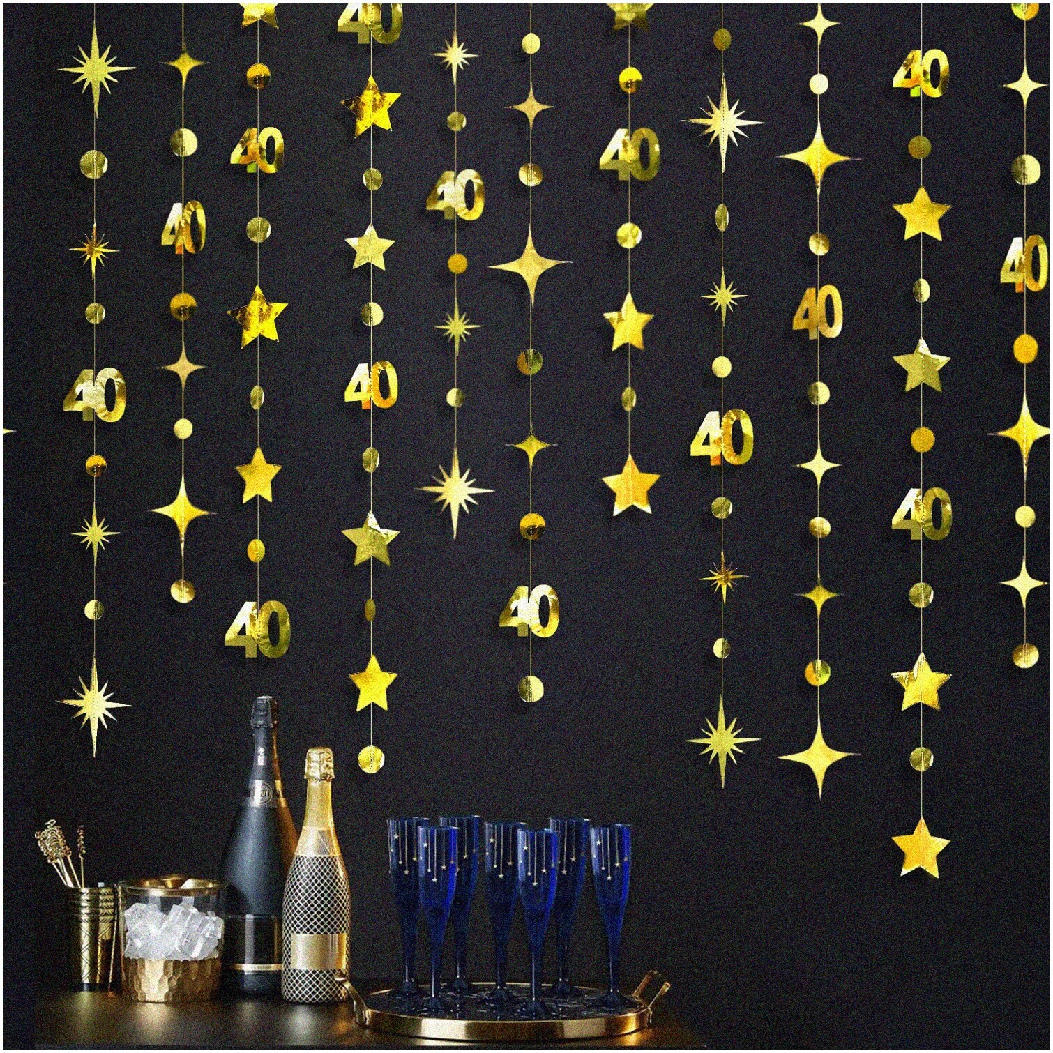 40th Birthday Celebration Set with Metallic Star Garland