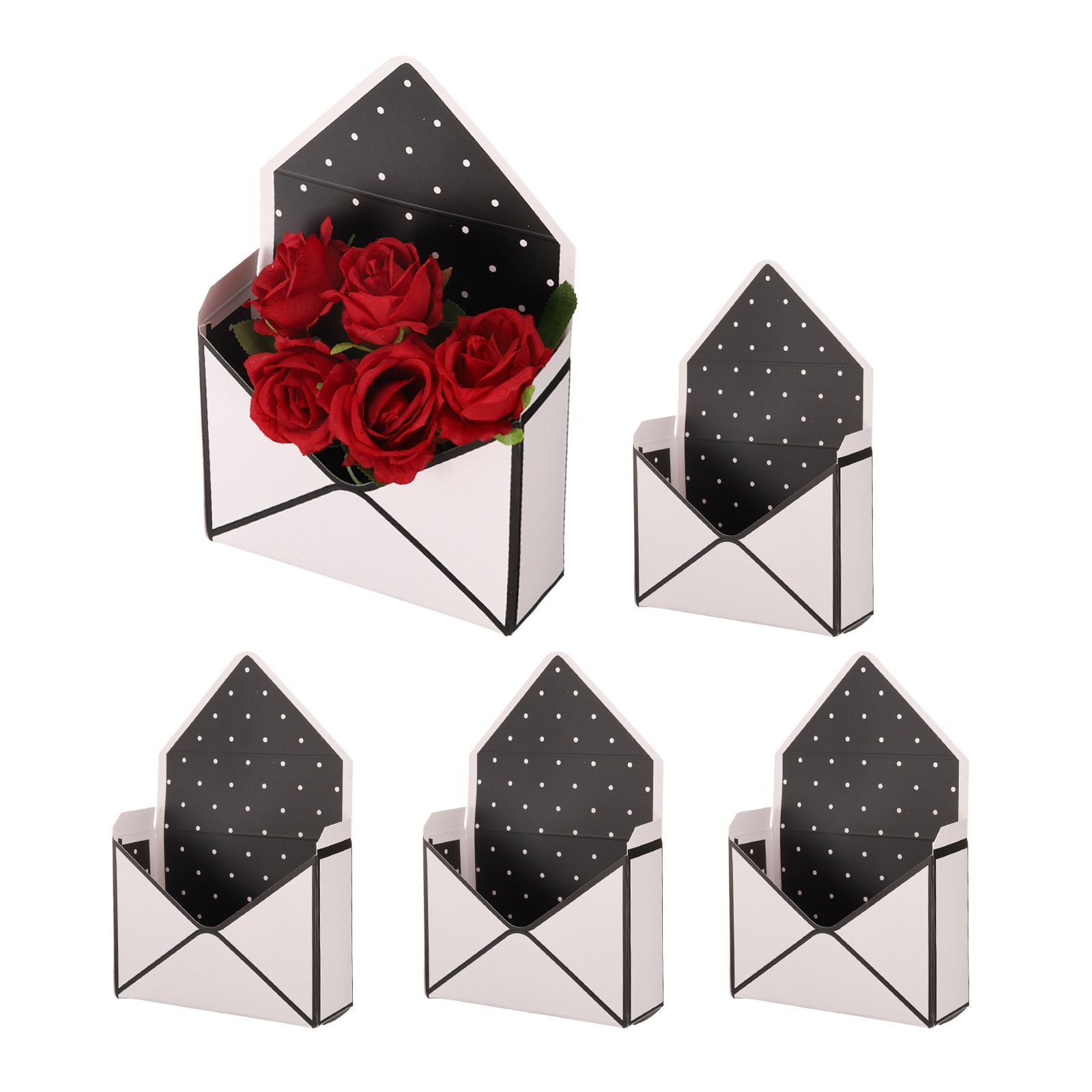 Paper Flower Gift Bags, 5 Pcs Paper Bouquet Flower Gift Bag, Black