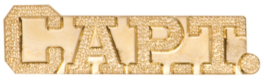 Gold Finish Metal Captain Pin TIE TACK Sport School Varsity Insignia Chenille