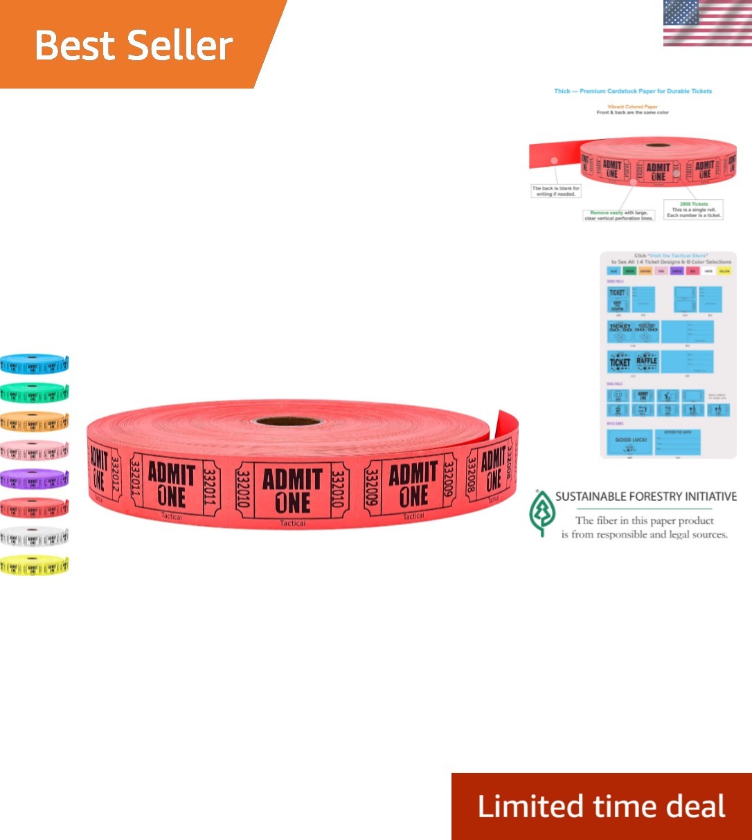 2000 Raffle Tickets, Admit One, Single Roll, Ticket for Events, Entry, Class …
