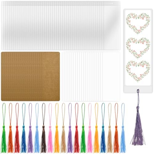 50 Set Blank Bookmarks Making Kit, 50 Pcs Paper Bookmark Blanks, 50 Colorful