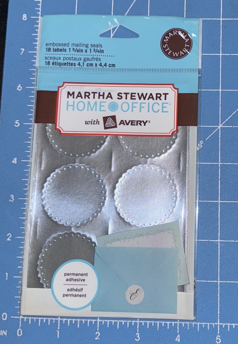 Martha Stewart Home Office Avery Embossed Mailing Seals Silver 18 Count 72455