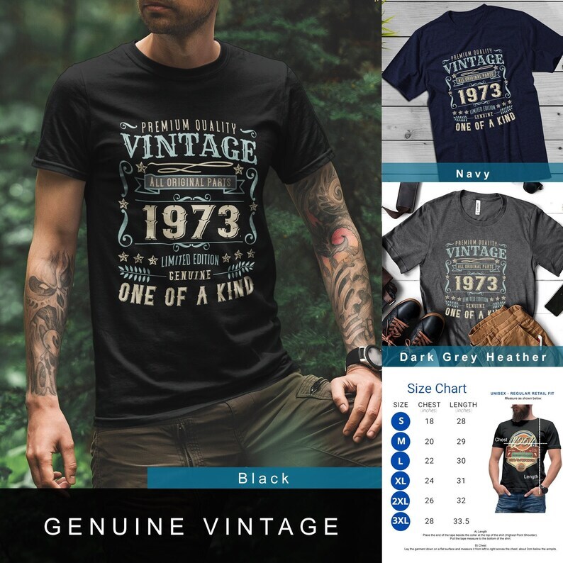 50th Birthday Gift. 50th Birthday T-Shirt For Him and her. 1973 Birthday Shirt.