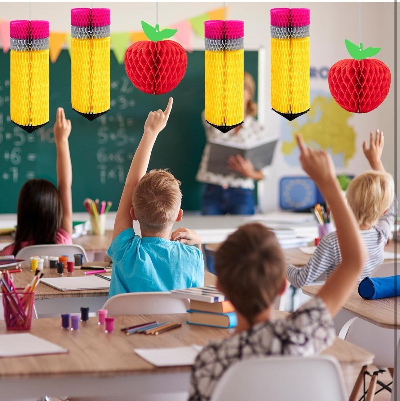 12Pcs Paper Garlands Ceiling Hanging Ornament Classroom First Day Teacher Appre