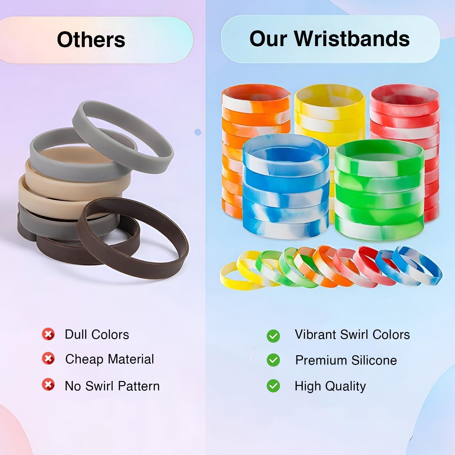 Rubber Bracelet Wristbands | 100 Silicone Bracelets for Women, Men & Teens | …