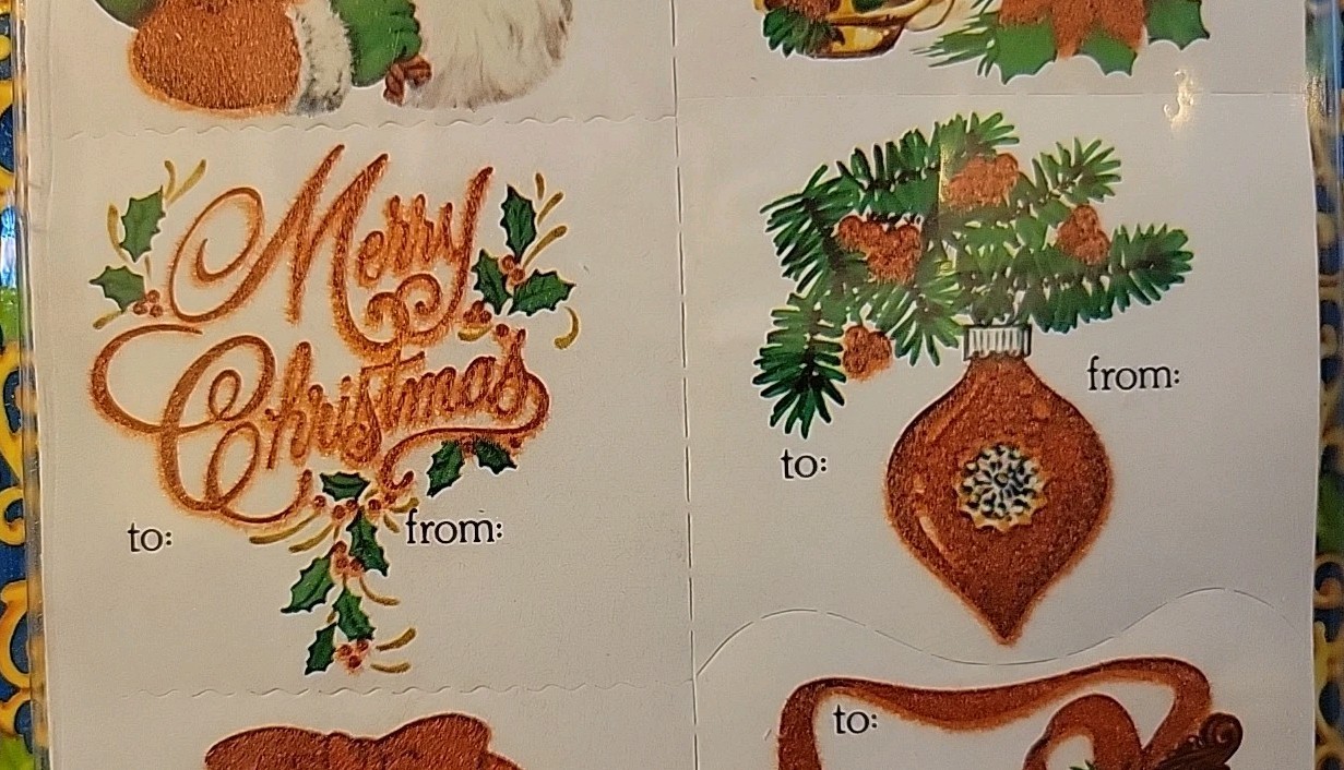 LOT of 2 VTG 24 Velvet Touch Holiday Classic Christmas Gift Tags 1984 Peck NOS