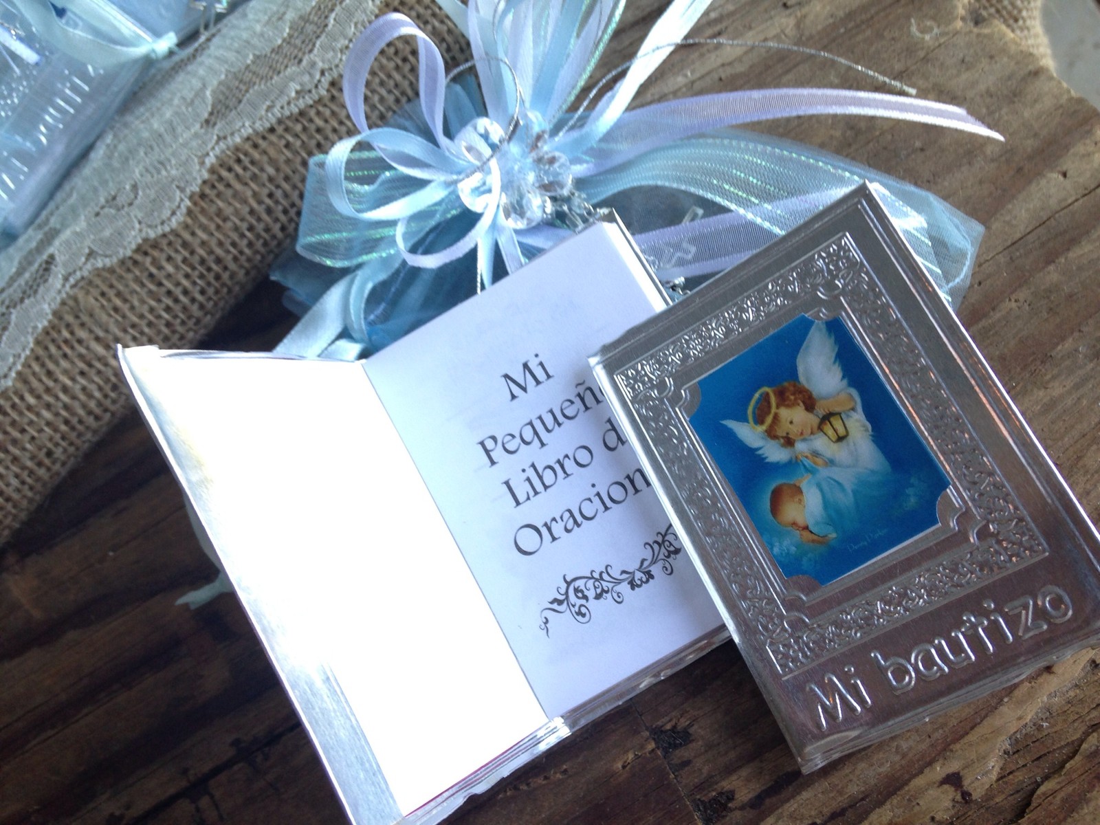 12 Pc Blue Baptism Favors/ Recuerdos De Bautizo En Repujado/ Prayer Book