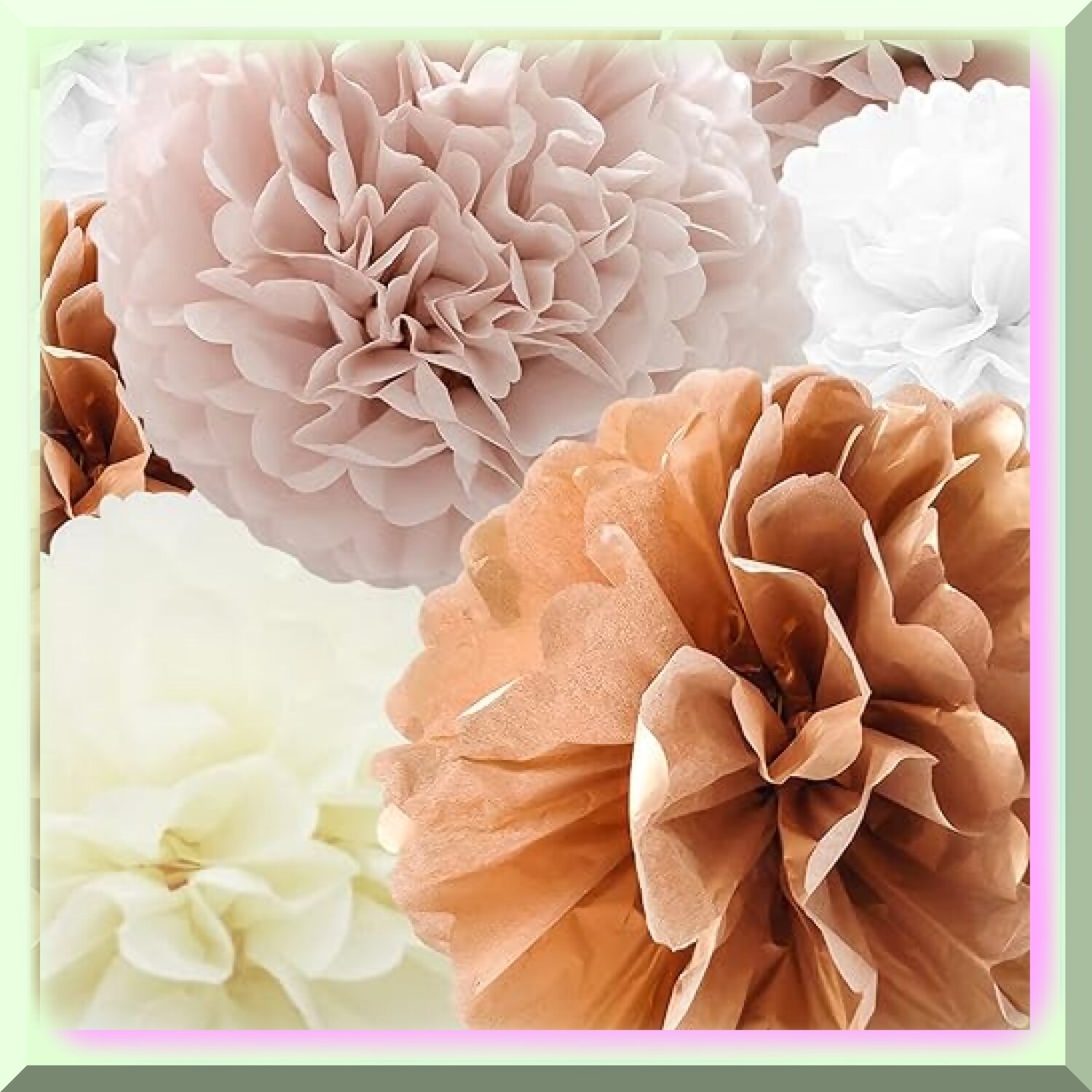22-Piece Pink and Ivory Tissue Pompom Bouquet