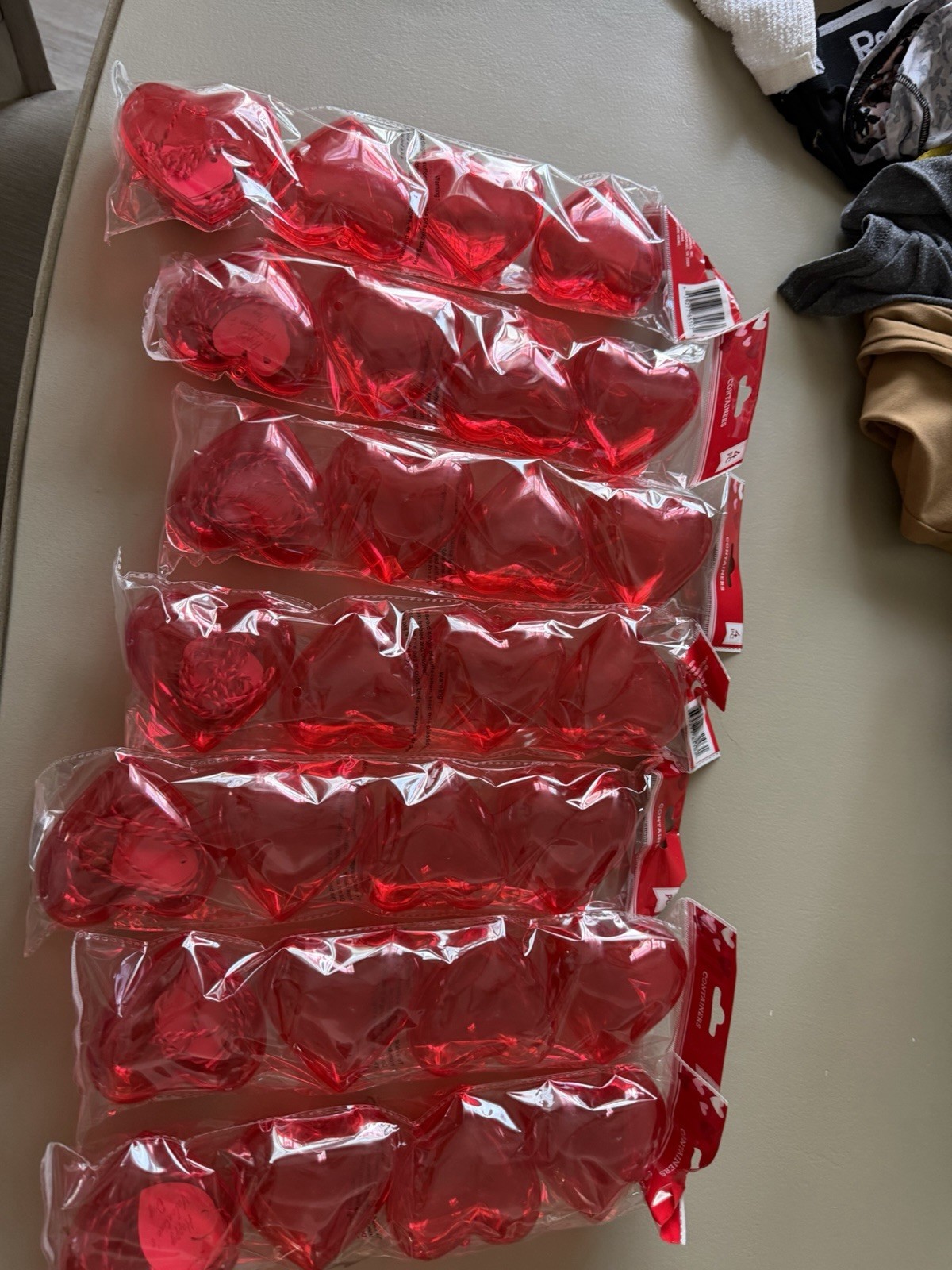Heart Shaped Clear Red Plastic Containers w/tags 4 Pcs Party Supplies New