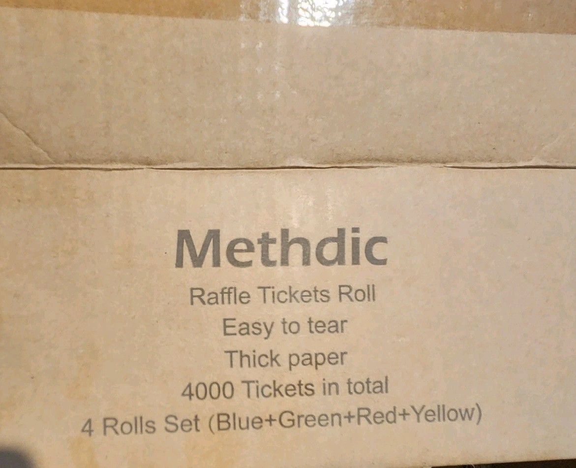 4000 Pairs Double Raffle Tickets – 4 Assorted Colors (Blue, Yellow, Red, Green),