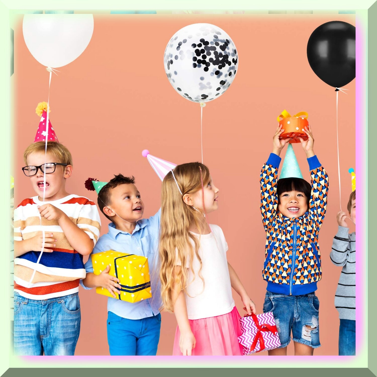 12 Inch Black White Confetti Latex Balloons 100 Pack
