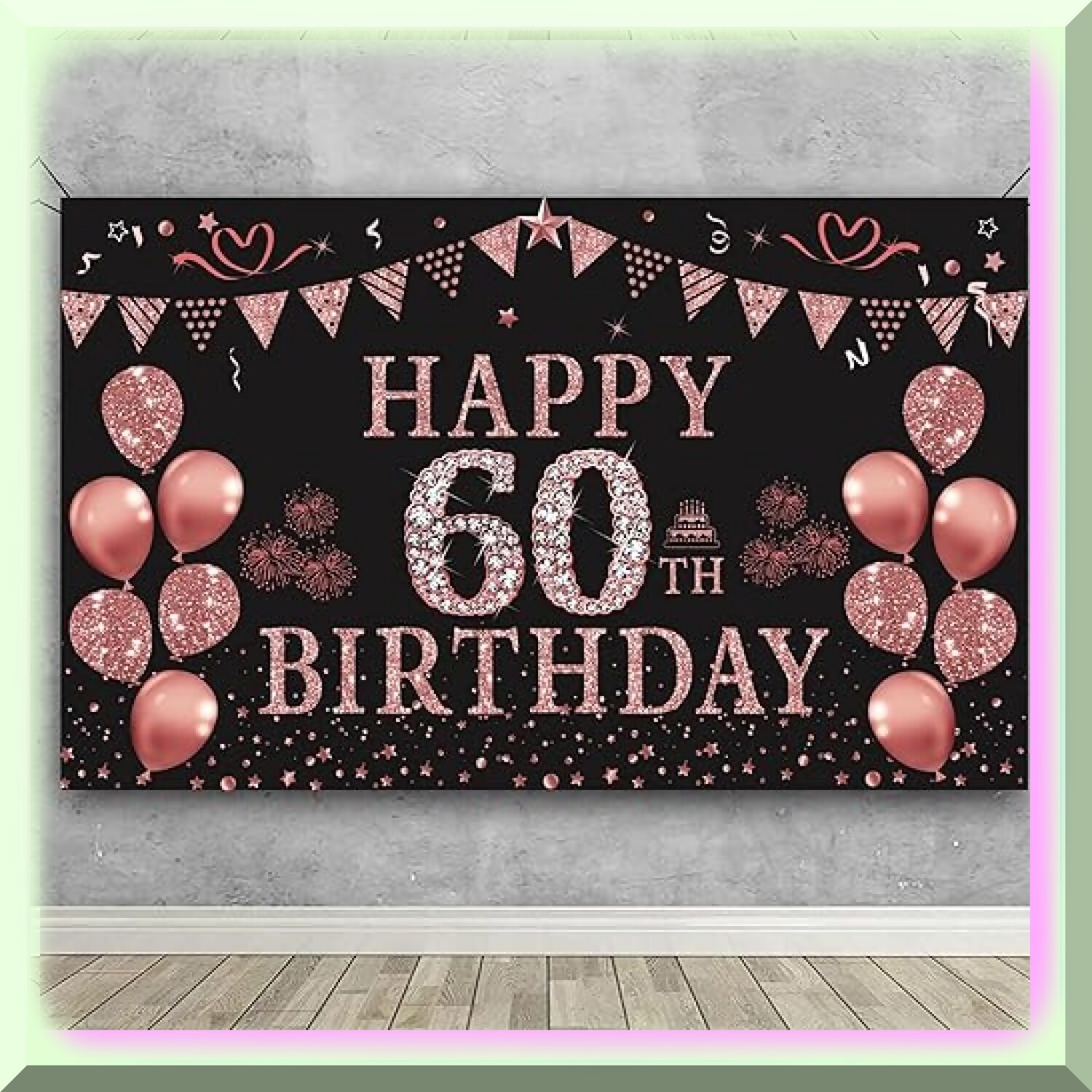 Rose Gold 60th Birthday Celebration Banner