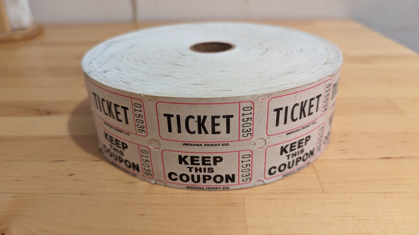 Raffle Tickets Roll of 2000 Double Stub Ticket WHITE