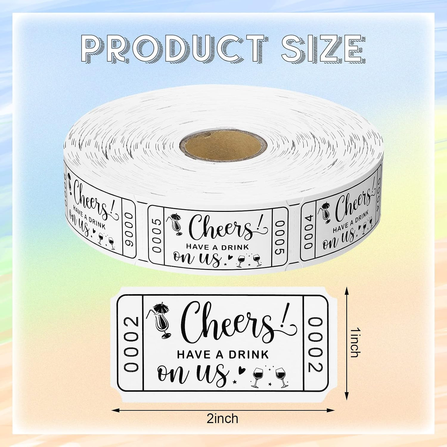 1000 Pcs Drink Raffle Tickets 2″ x 1″ White Drink Tickets Single Roll for Wed…