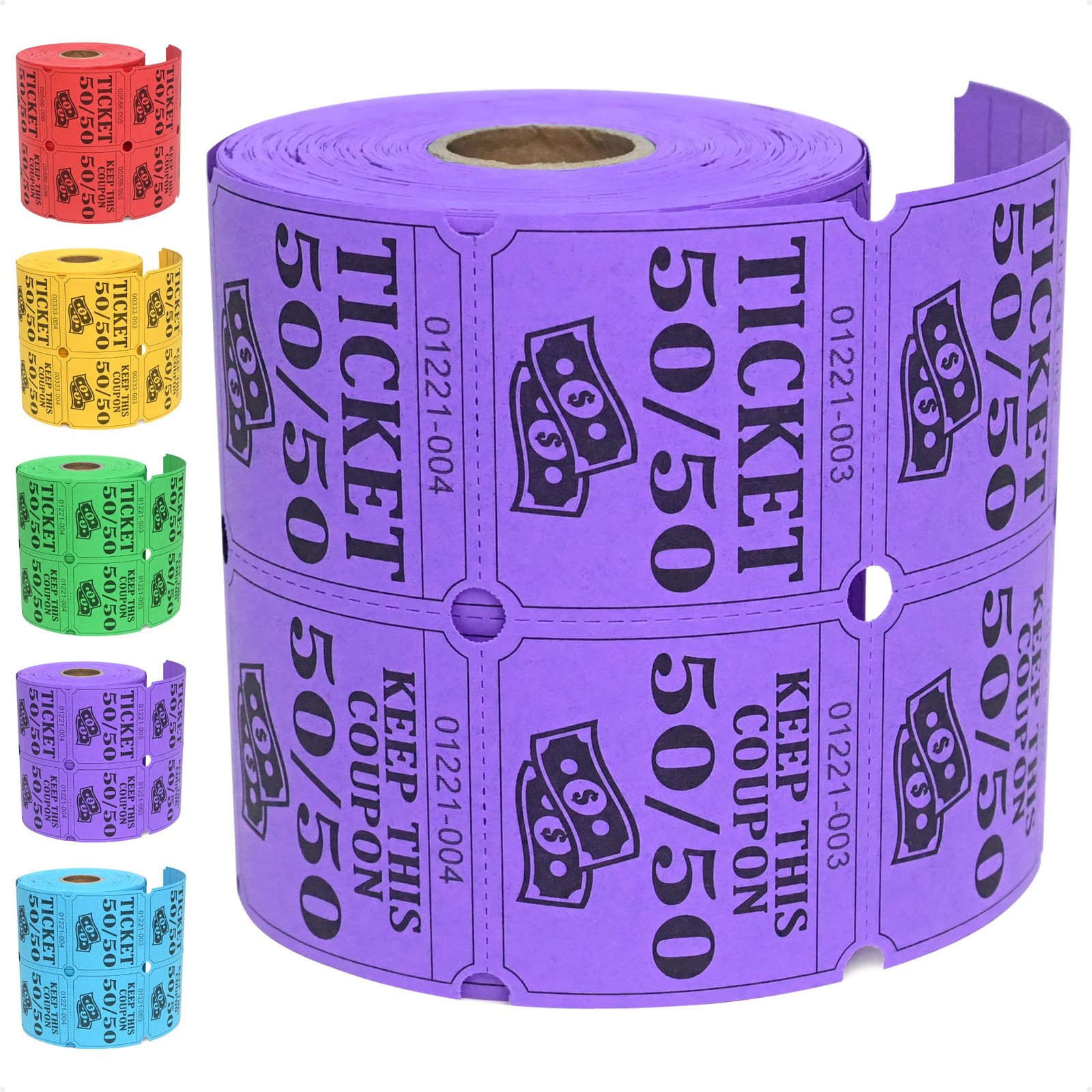 500 Double Roll Raffle Tickets, 50/50 Raffle Cards, Entry Form with Name, Add…