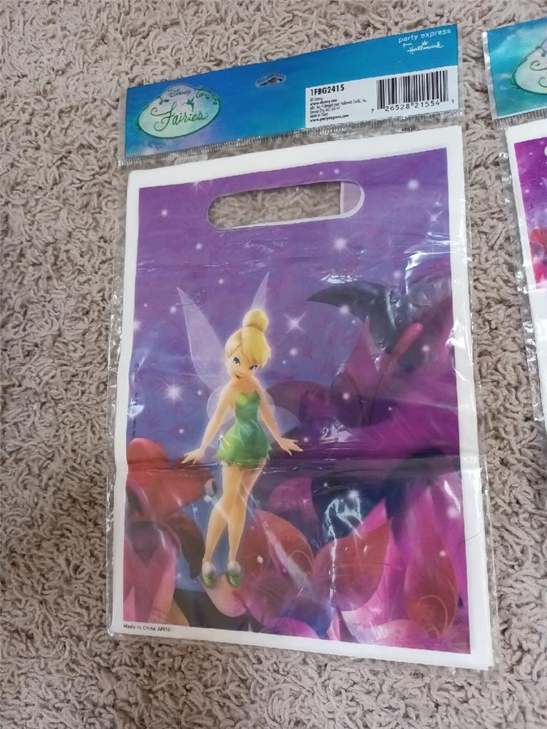 New Disney Tinker Bell Lot of 2 Goody Party Loot Bags 8 ct each NRFP Fairy