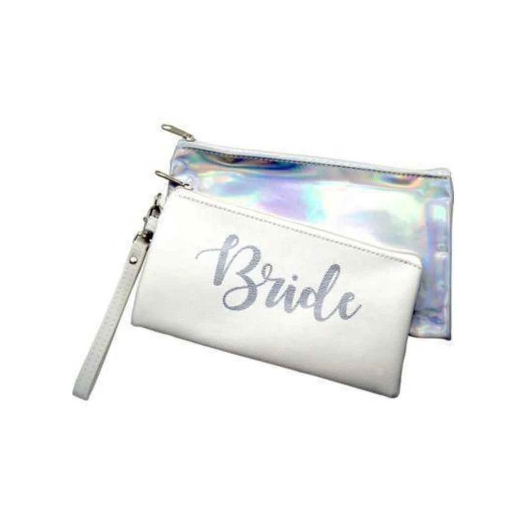 Vendome Bride Pouch Purse Set 2pc Iridescent White Wedding Party Favor New