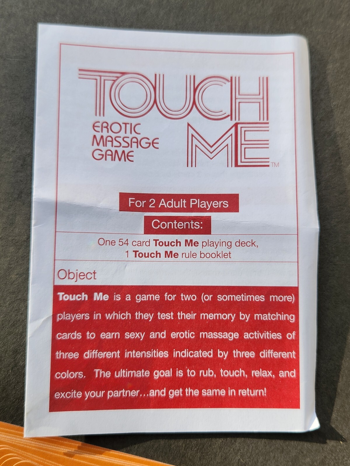 Touch Me Erotic Massage Couples Card Game