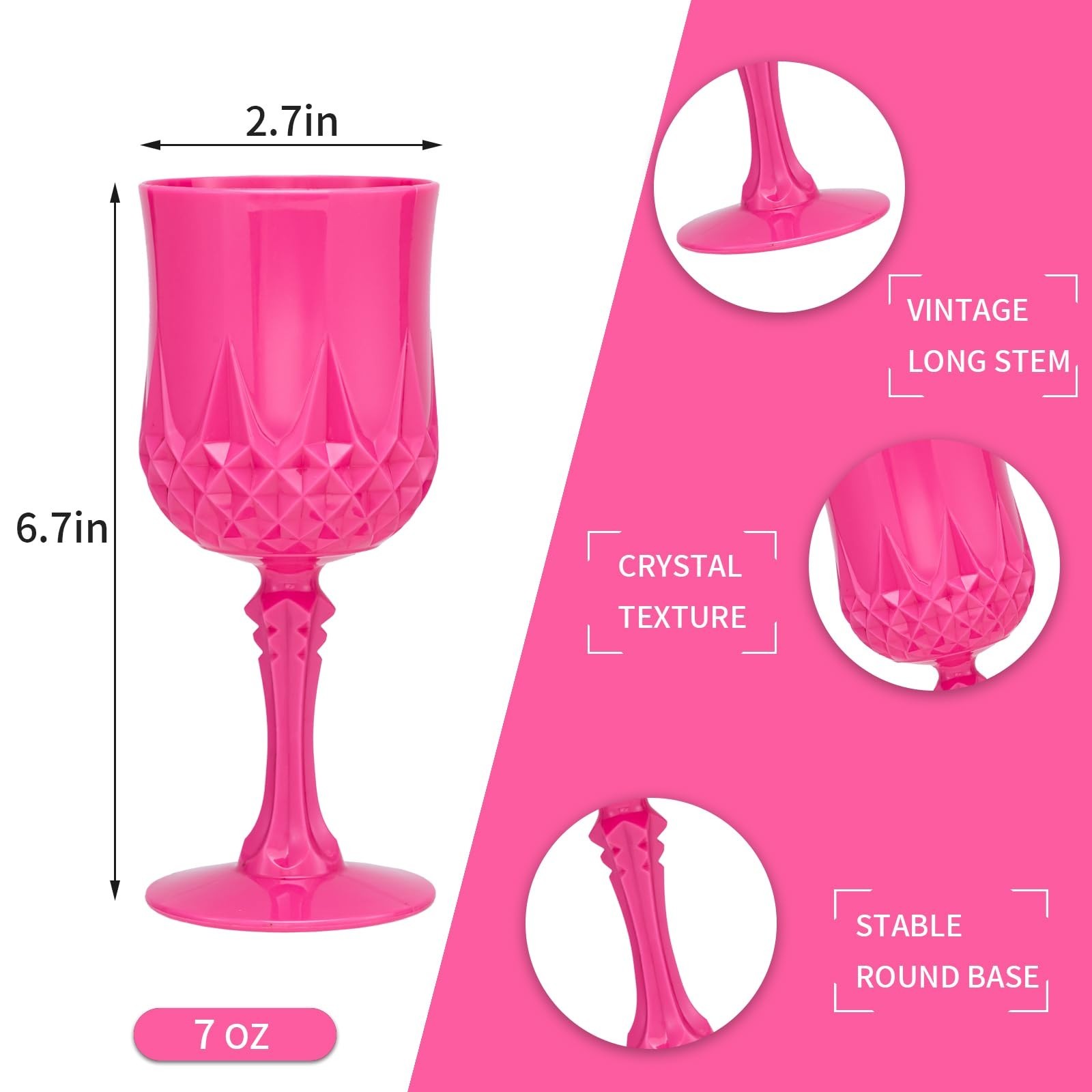 Plastic Vintage Wine Glasses 7OZ Plastic Goblets Vintage Drinking Glasses 12P…