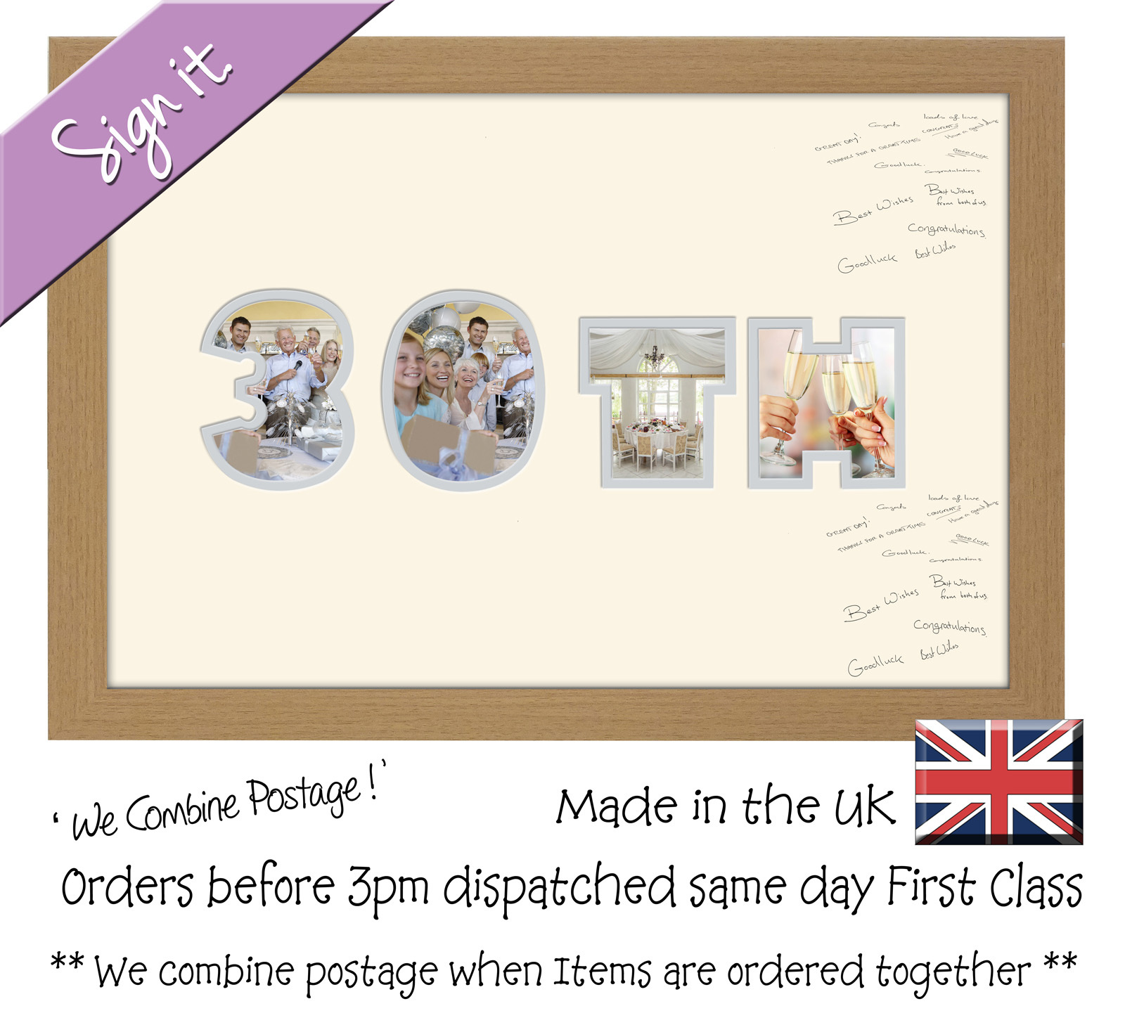 30th Birthday Signing Photo Frame Double Mount Guest Book 871D Photos in a Word