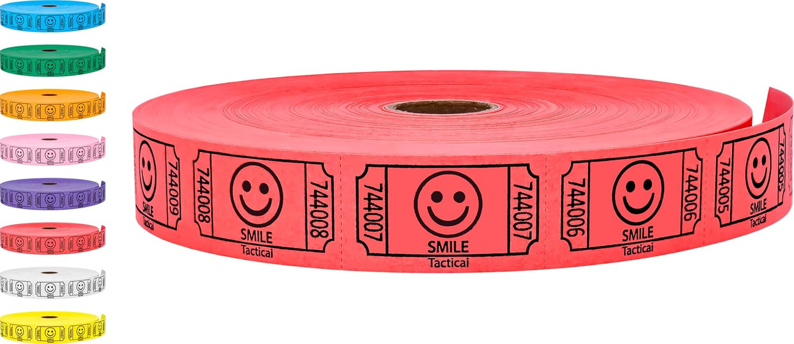 2000 Smile Raffle Tickets, Single Roll, Red | 8 Color Options, Premium Cardstock