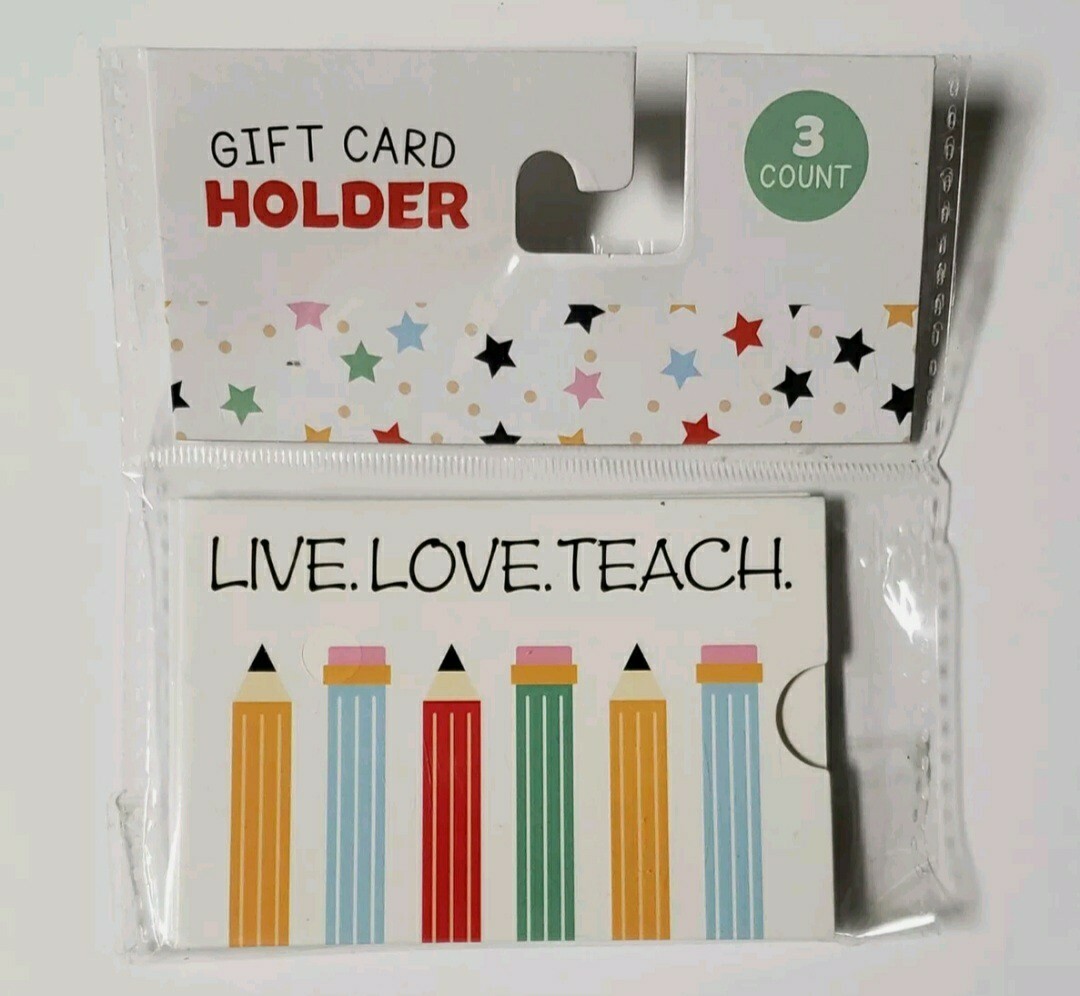3 Count “Live Love Teach” Gift Card Holders, Gift Card Holder for Teachers