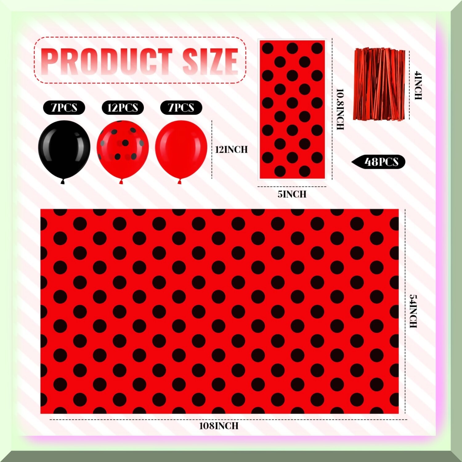 Ladybug Party Supplies Set with Favor Bags Tablecloth Balloons