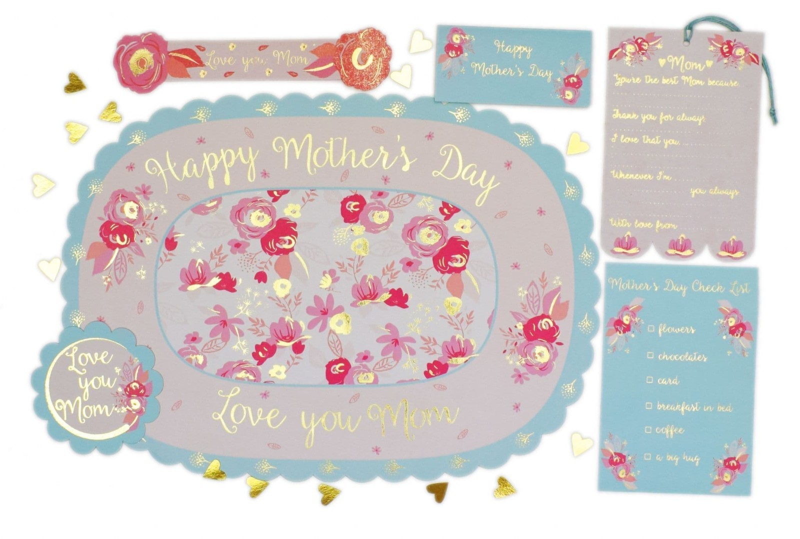 Mother’s Day Celebration Breakfast in Bed Gift for Mom 10-Piece Set- Cake Topper