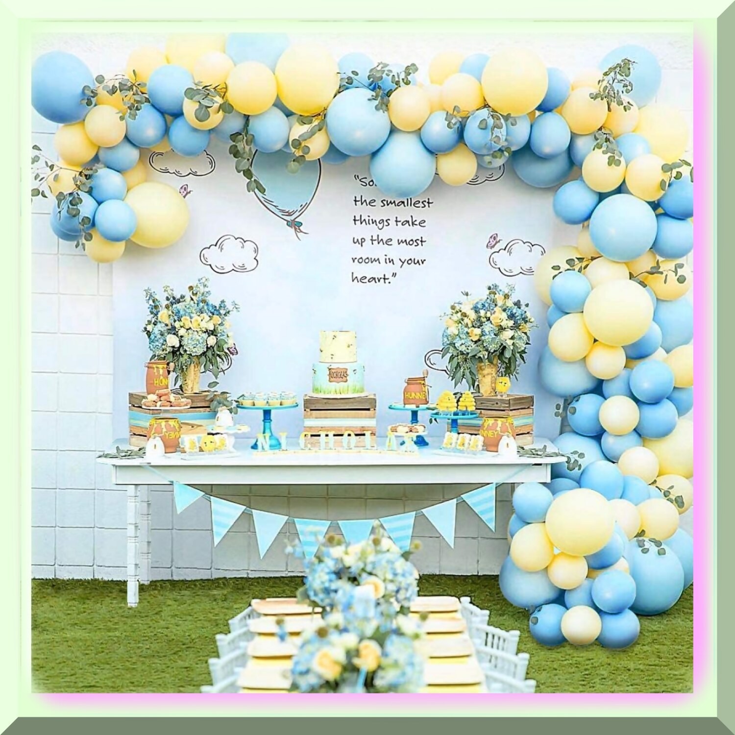 Pastel Blue and Yellow Balloon Garland Arch Kit