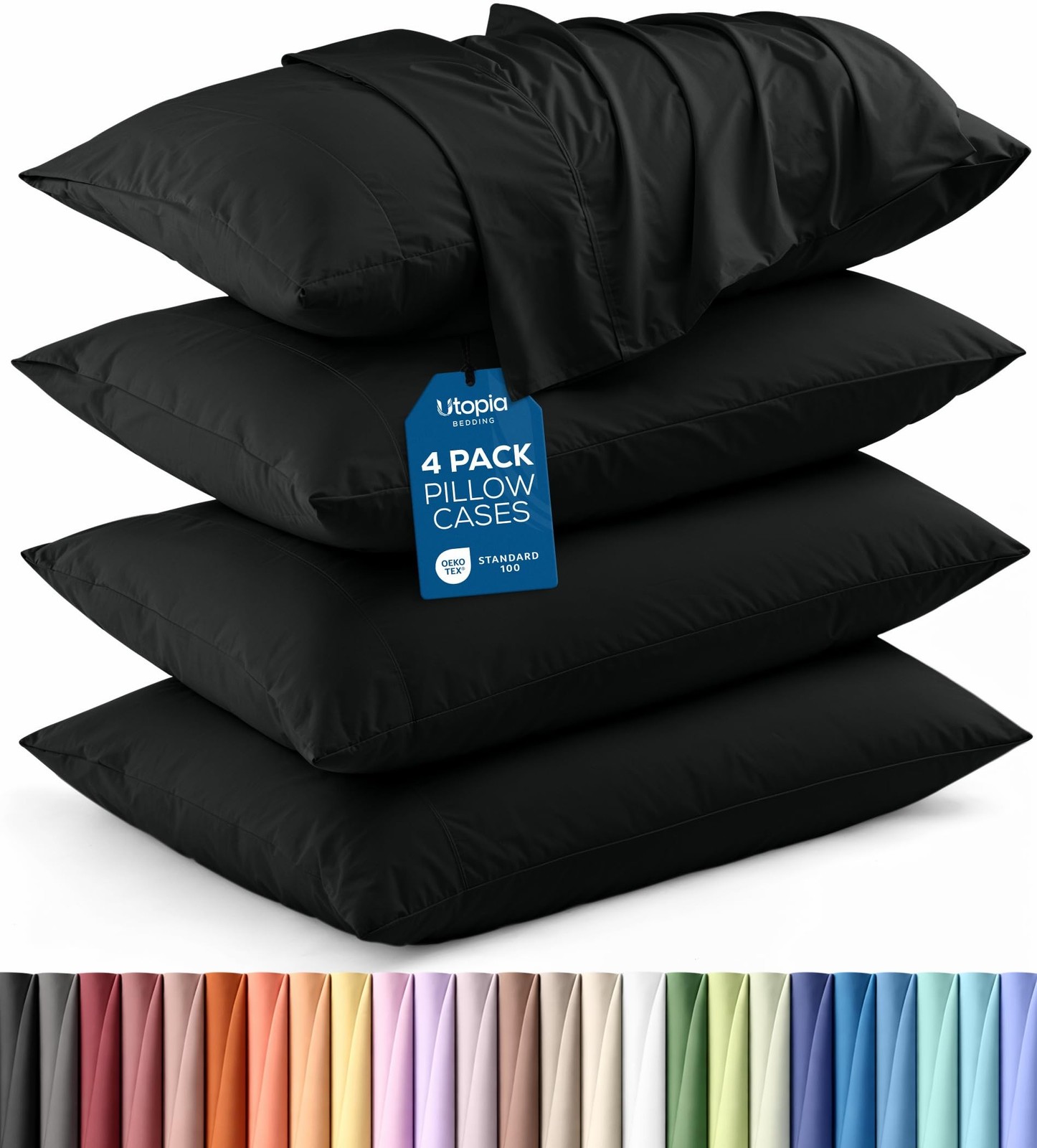 Utopia Bedding King Pillow Cases – 4 Pack – Envelope Closure – Soft Brushed M…