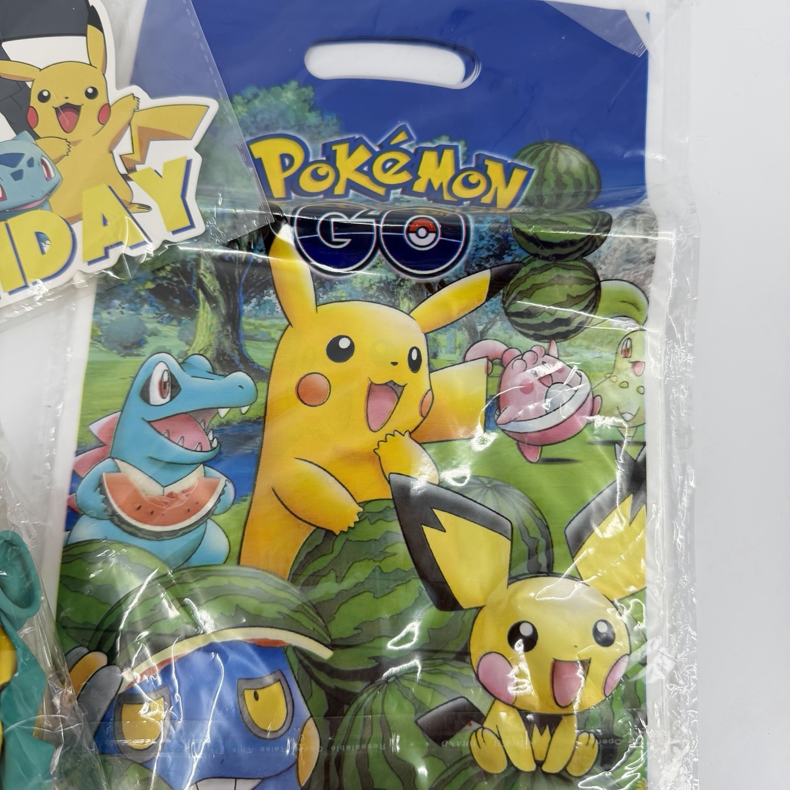 Pokemon Go Birthday Party Banner, Favors Bags, Balloons, Cake Topper NWOT