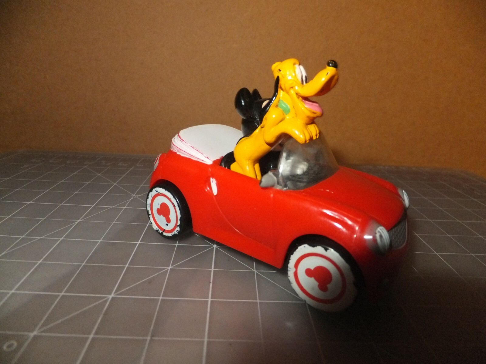 DecoPac Mickey Mouse and Pluto in Rolling Red Car Cake Topper Disney
