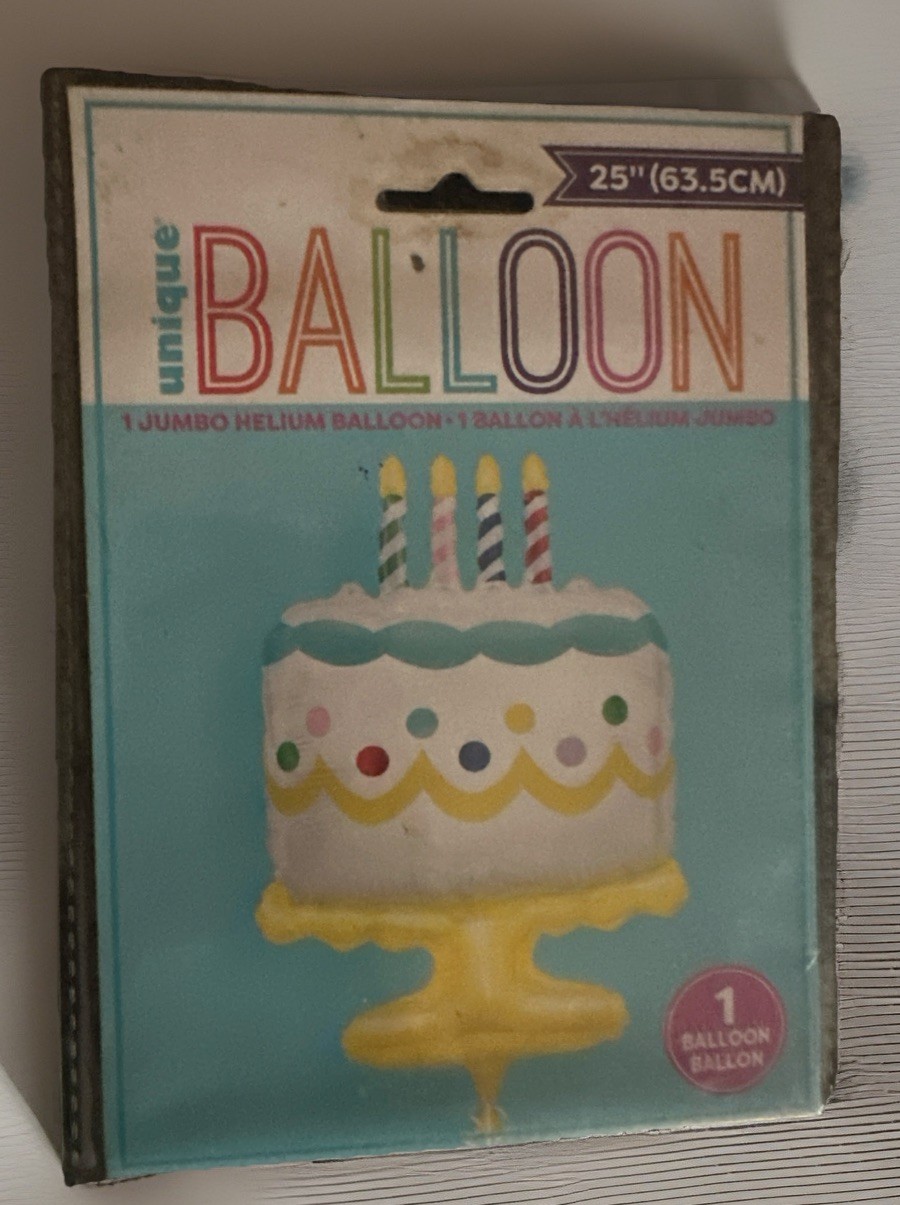Unique Frosted Candle Cake Foil Helium Balloon 25” NEW NIP