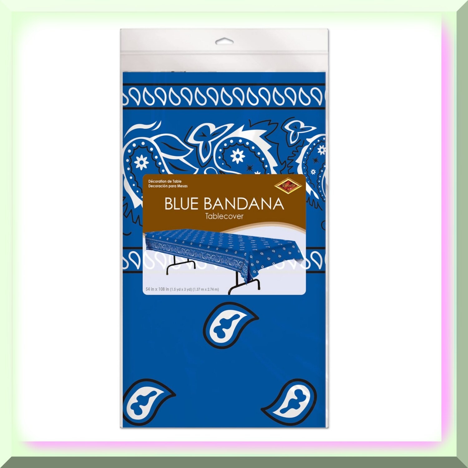 Rustic Farmhouse Blue Bandana Plastic Tablecloth 54×108