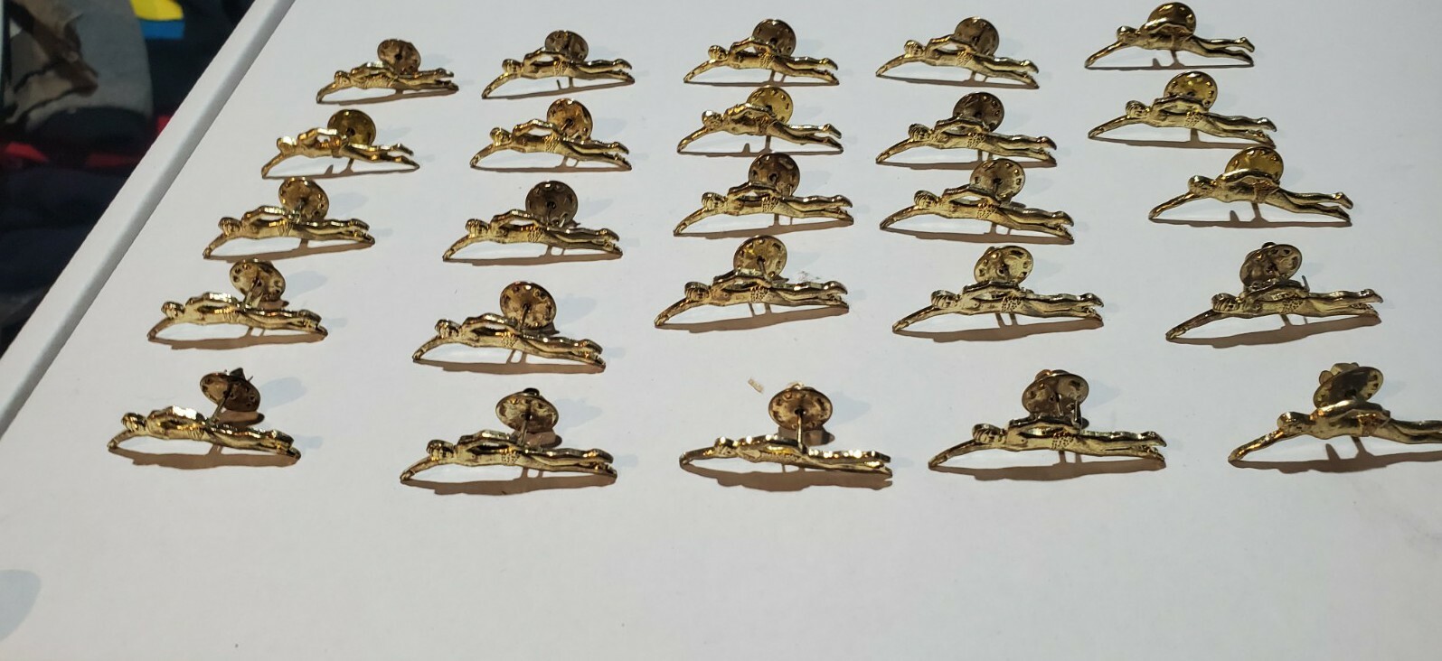 Gold Finish Metal Female Swimmer Pin TIE TACK School Varsity Box of 25