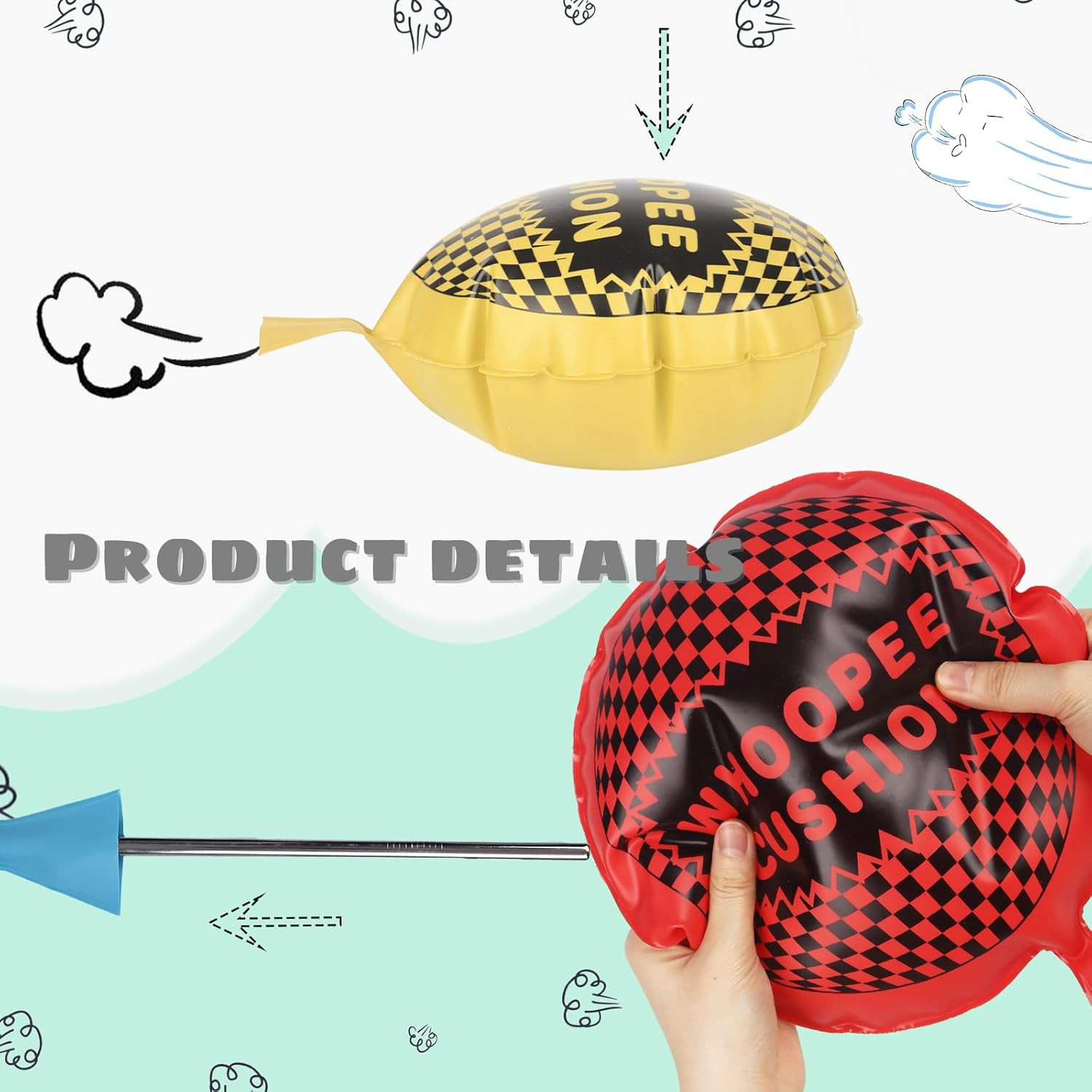 3 PCS Whoopee Cushions, 3 Colors Fart Prank Noise Maker Toys for Novelty Party F