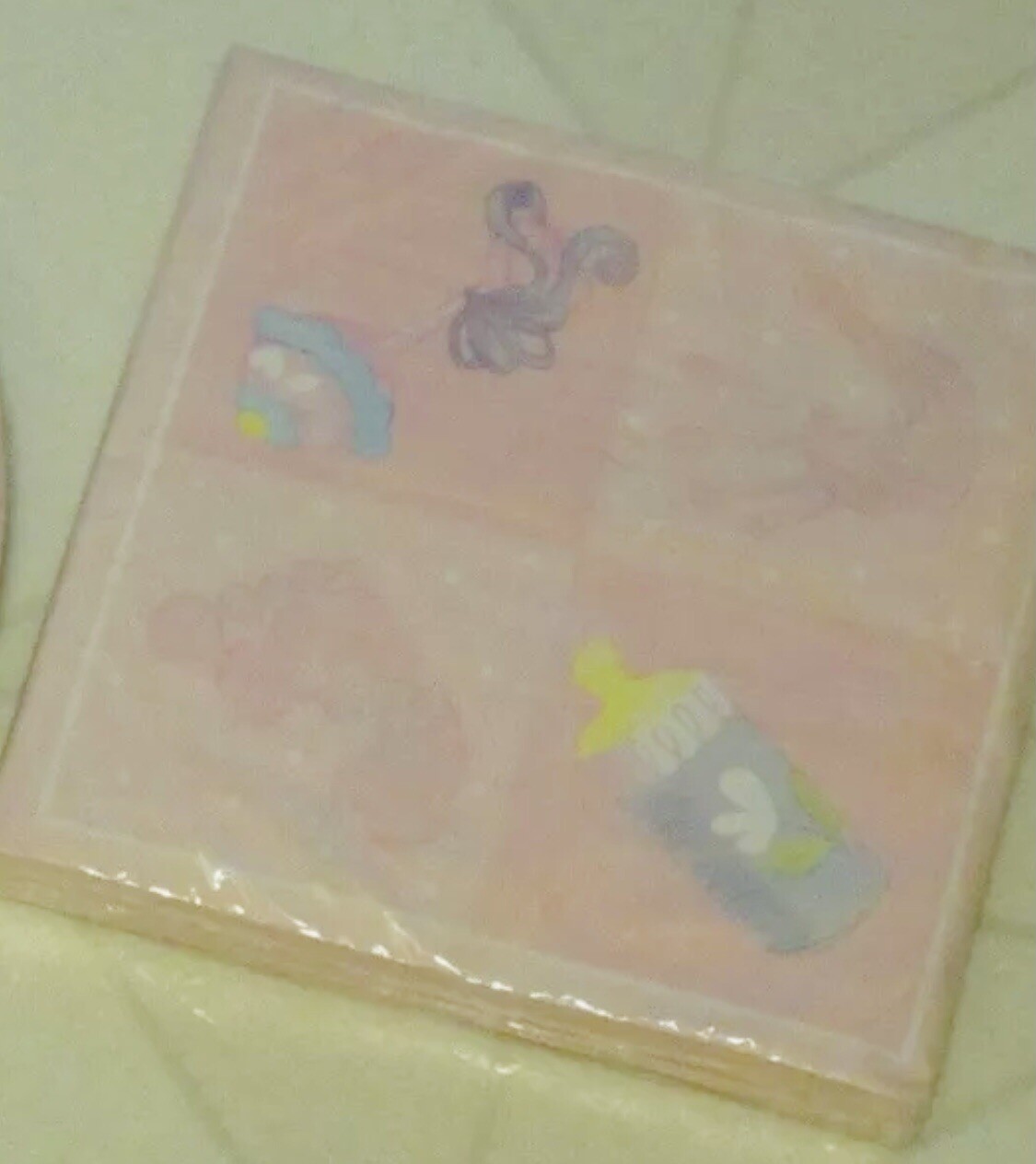 Baby Shower Paper Plates & Napkins Party Set Rattle Bottle Infant Girl Handprint
