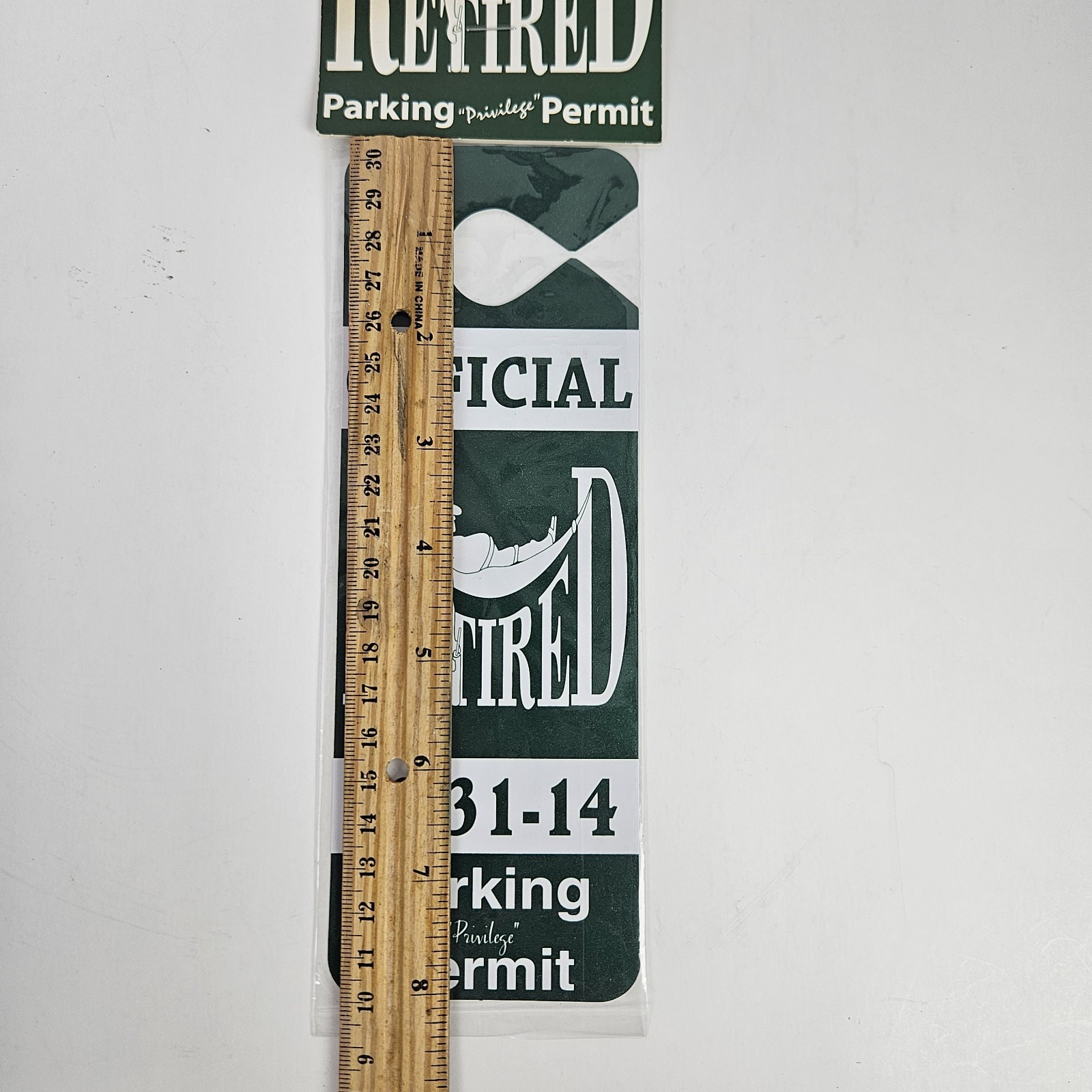 Vintage RETIRED Auto Car Parking Permit ” Retirement Over The Hill ” GaG Prank-