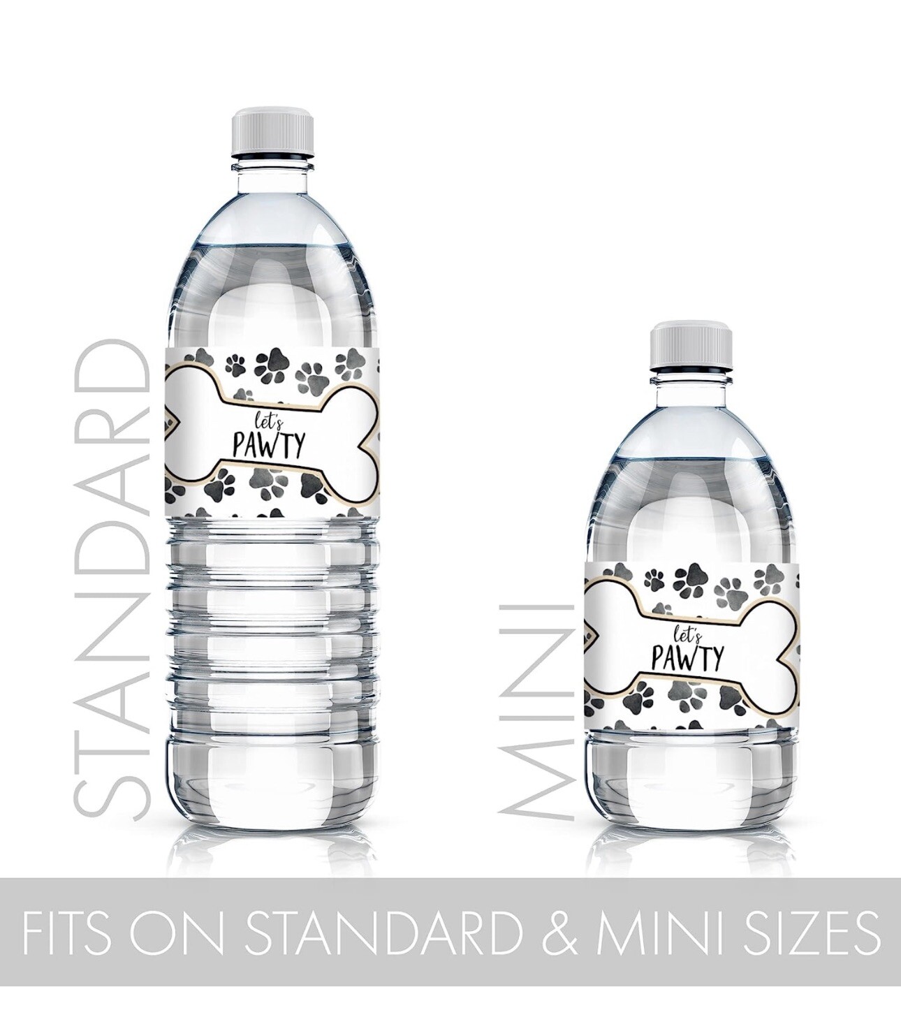 Puppy Dog Birthday Party Water Bottle Labels, 24 Stickers