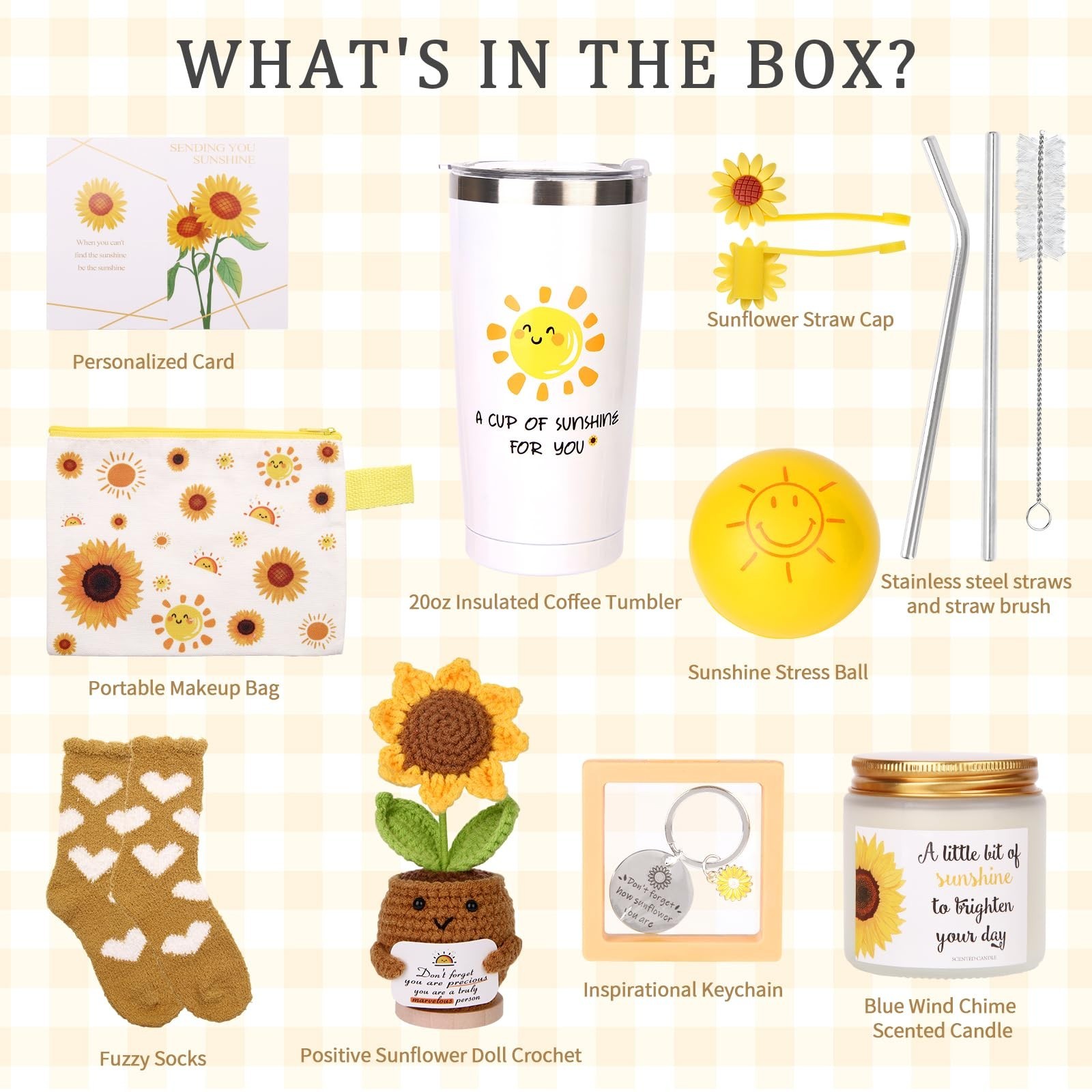 10Pcs Sunshine Gift for Women – Unique Care Package with Sunflower Gifts, Fri…