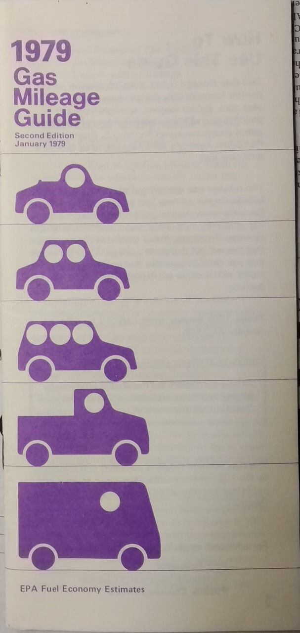 1979 Gas Mileage Guide EPA Fuel Economy Estimates Cars Trucks Automobiles 2nd Ed