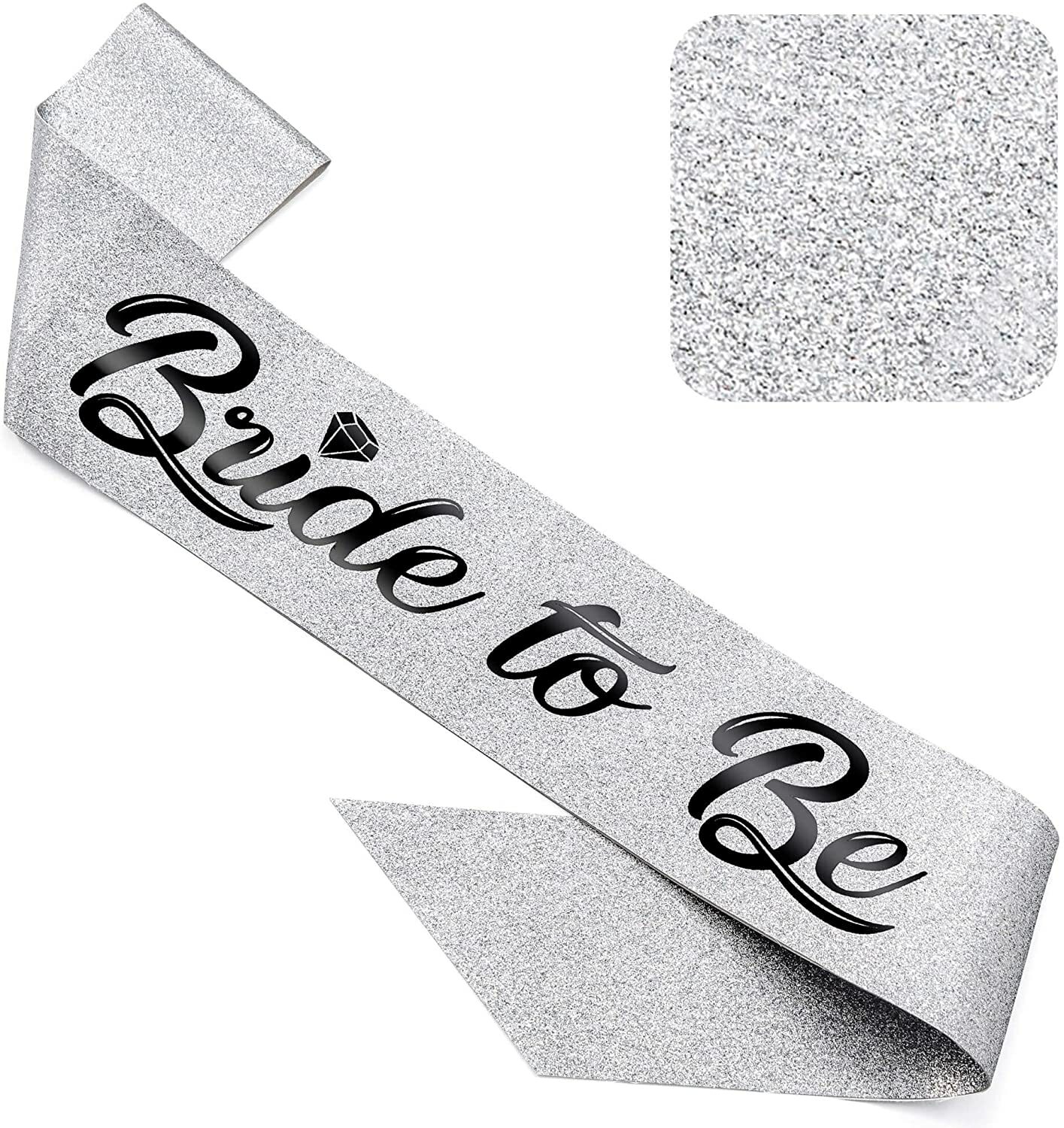 ‘Bride to Be’ Sash for Bachelorette Party – Bridal Shower Silver Glitter Sash