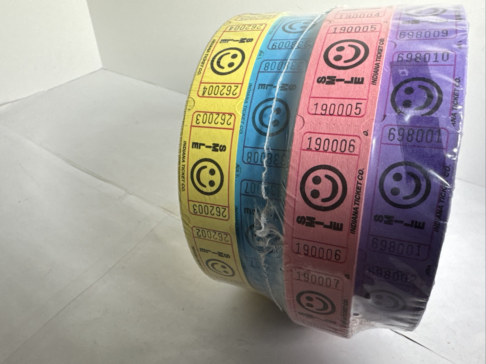Raffle Tickets 8000 Total 4 Rolls Smile Assorted Colors Double Side Event Party
