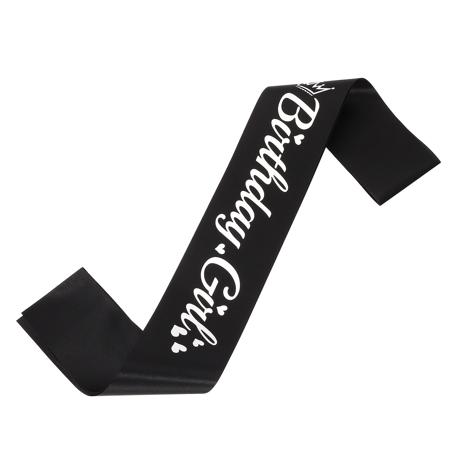 Black Birthday Girls Sash with Pin Silver Foil Lettering for Party