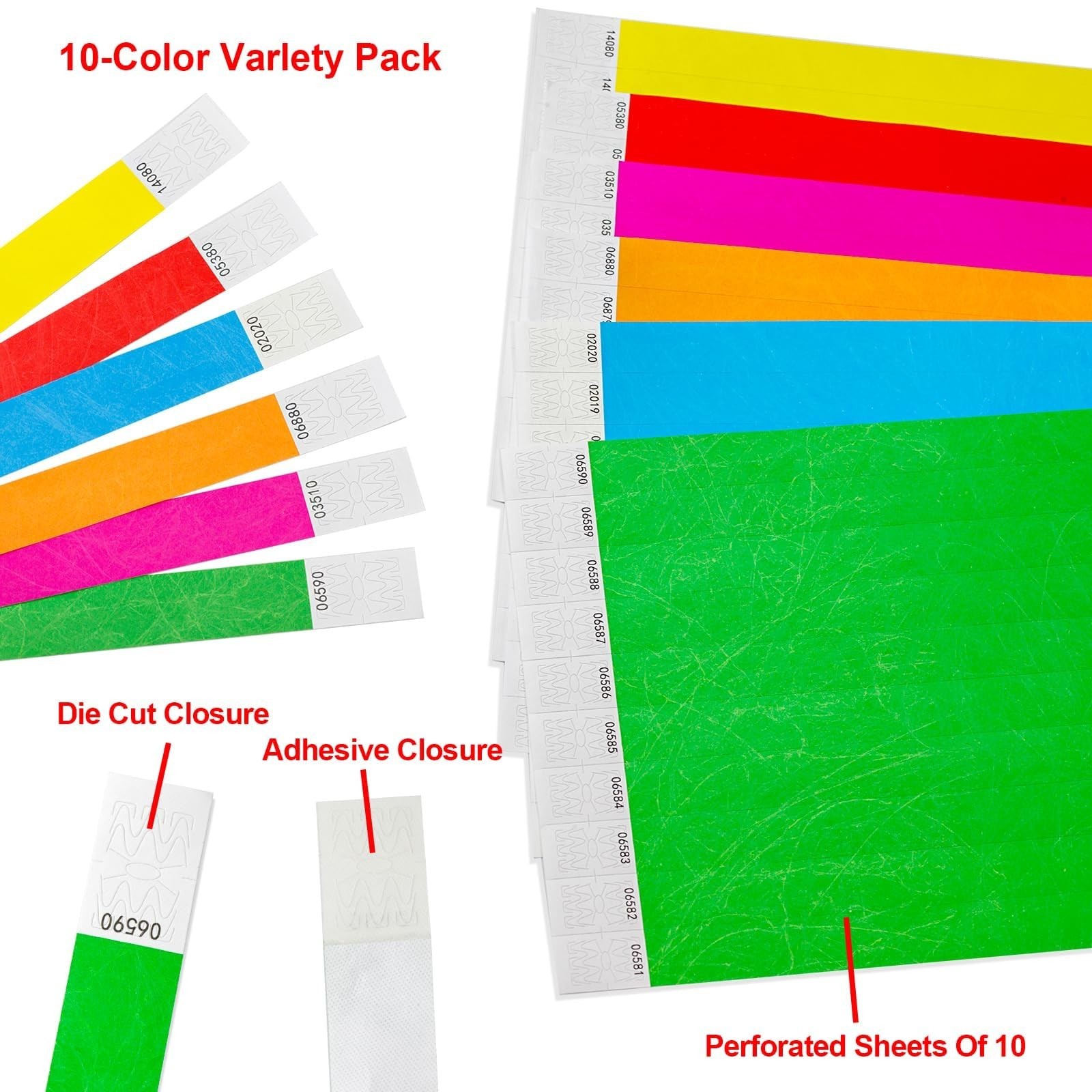 Green Wristbands for Events – 500 Count – Tear Resistant Paper Bracelets Comf…