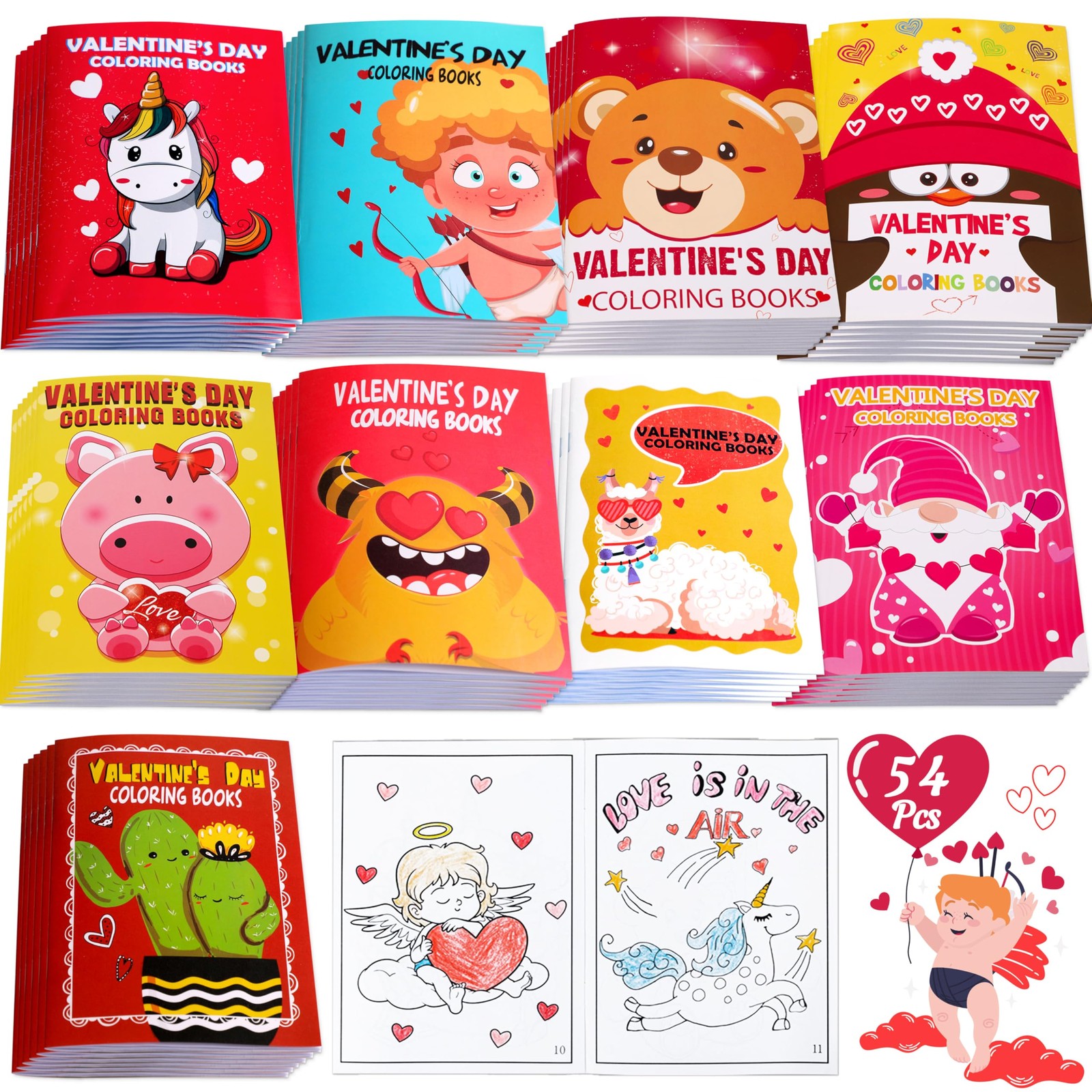 90shine 54PCS Valentine’s Day 5.1 x 7.1 inches, Red With Pink Accents