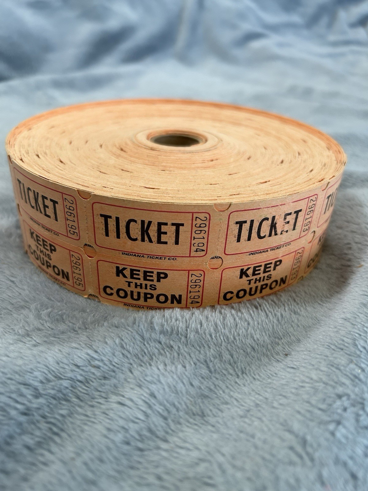 Large Roll of Orange Double Stub Raffle Tickets Split the Pot 50/50.