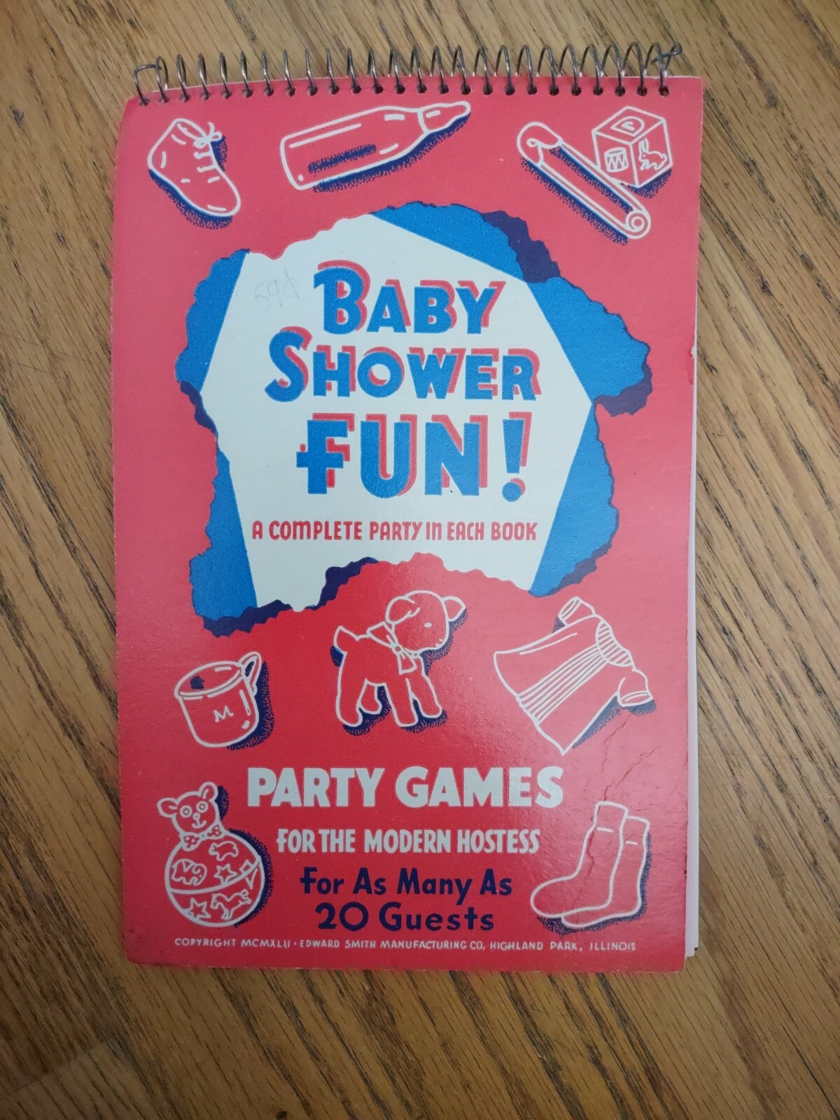 Vintage 1942 Baby Shower Fun Party Games Note Pads Three Games for 20 Guests