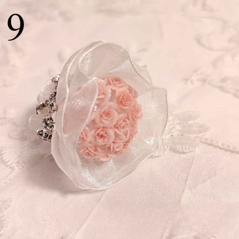 1x Heavy-Duty Mini Rose Bouquet Lace Flower Doll DIY Decoration Tassel with Hole